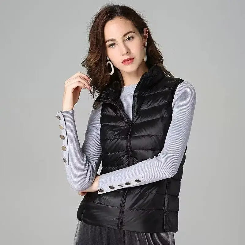 2026 White Duck Down Jacket Women Vest Autumn Winter Sleeveless Waistcoat Warm Lightweight Puffer Jacket Female Tops Outwear LadyShow.Store