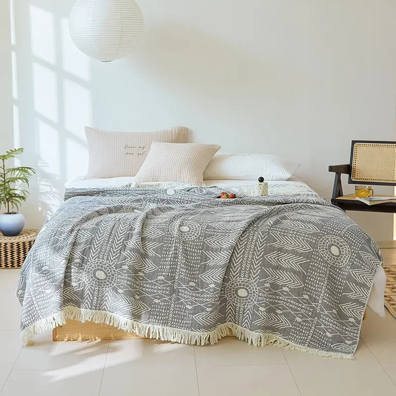 Nordic Throw Blanket For Beds Cotton Double Sided Sofa Cover Sofa Cushion Soft Blanket Leisure Bedspread Four Seasons Thin Quilt Pi-Mart