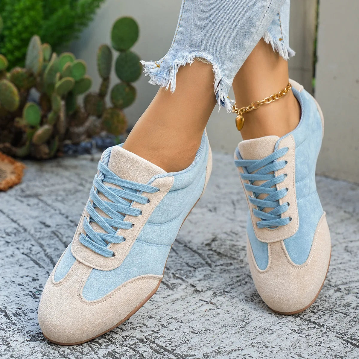 Women's Casual Flat-soled Non-slip Wear-resistant Sport Shoes Spring Autumn Round-toe Soft and Comfortable Women Single Shoes Pi-Mart