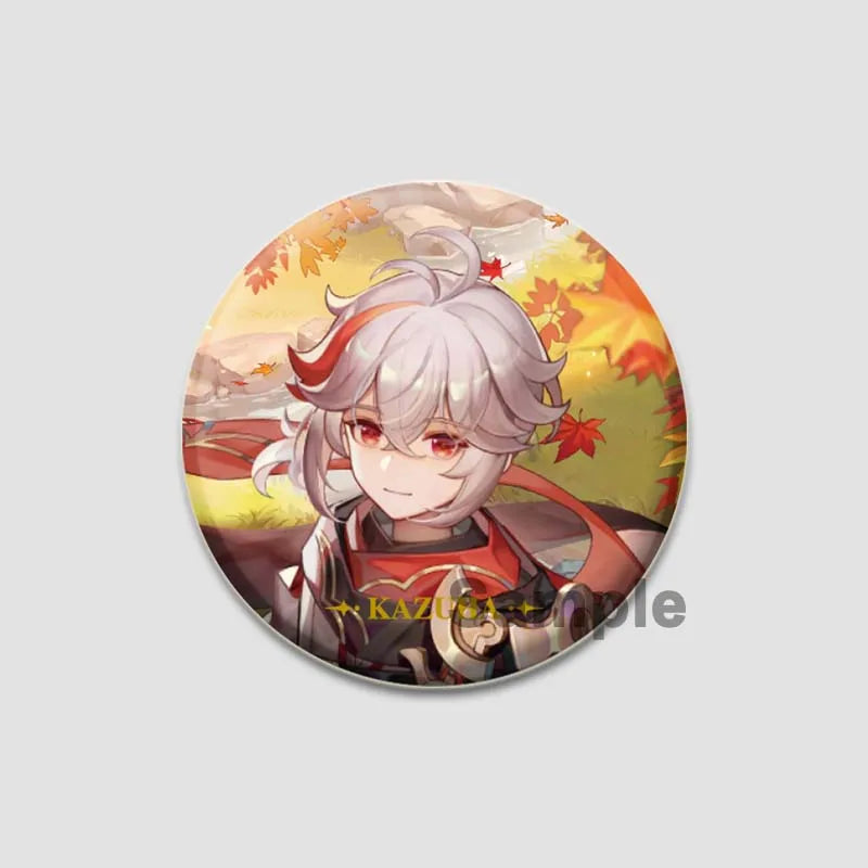 Genshin Impact Game Brooches 58mm Round Button Pins for Backpack Jackets Jewelry Cartoon Cosplay Badge Hutao Zhongli Xiao Badges Pi-Mart