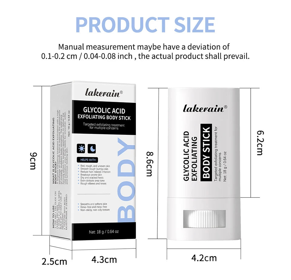Glycolic Acid Exfoliating Body Stick Multiple Concerns Delivers Deep Effective Exfoliation Nourishing Moisture Deep Hydration Pi-Mart