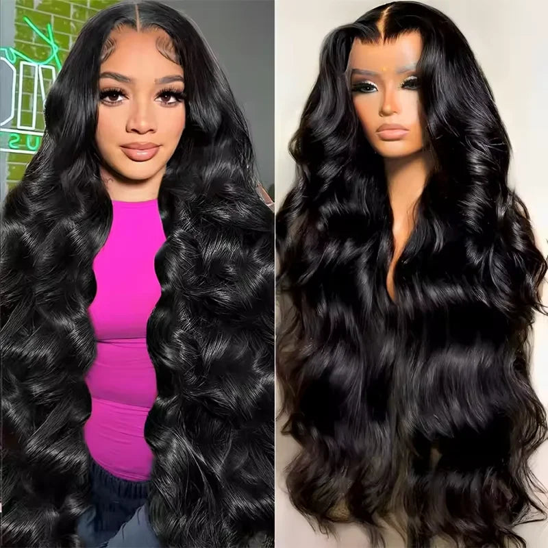 13x4 Body Wave Human Hair 13x6 Hd Lace Frontal Wigs 200 Density 46 Inch For Black Women Pre Plucked Wave Lace Frontal Wig LadyShow.Store