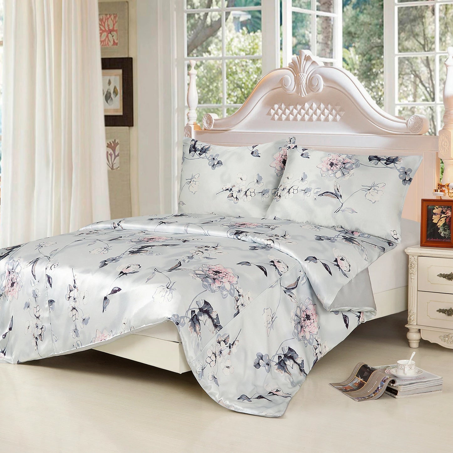 Duvet Cover 1PC Both Sides 100% Mulberry Silk Printed Colors Comfortable Sizes Can Be Customized Pi-Mart