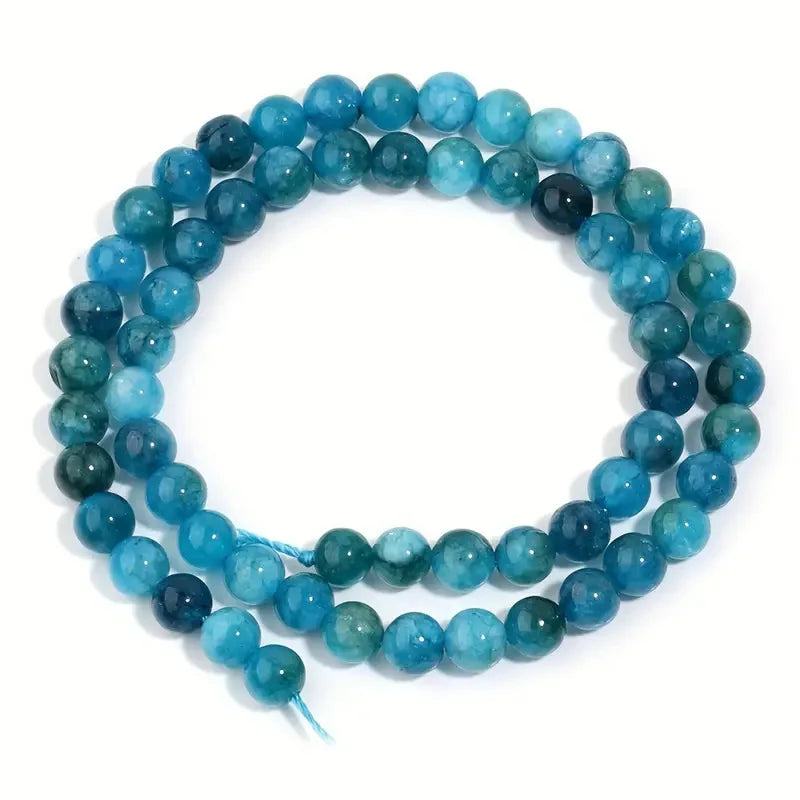 1 Strand Natural Blue Apatite Stone Beads 4/6/8/10mm Round Gem Bead for DIY Bracelet Charms Jewelry Making Beaded Wholesale Pi-Mart