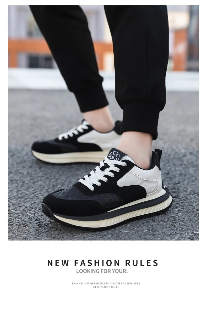 Men Shoes 2025 Spring Autumn New Fashion Comfortable Height Increase Casual Running Shoes Breathable Non Slip Platform Sneakers Pi-Mart