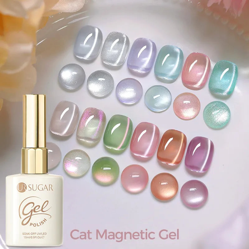 UR SUGAR 15ml Cat Magnetic Gel Nail Polish 30 Colors Semi Permanent Magnetic Gel UV/LED Soak Off Painting Vanrish Design Tri Light Beauty