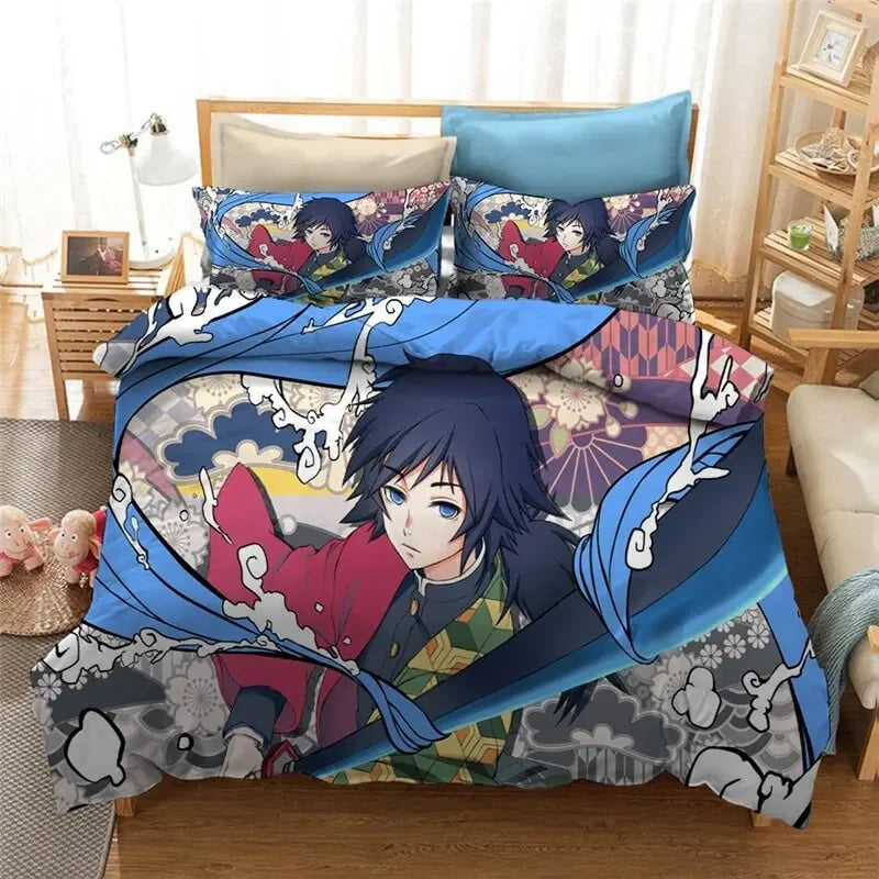 Anime Demon Slayer Duvet Cover Pillowcase 3D Printed Bedding Set Double Twin Full Queen King Adult Kids Bedclothes Quilt Cover Pi-Mart