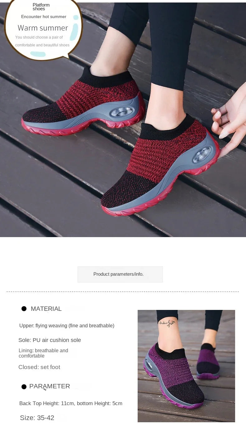 Women Sneakers Summer Fashion Black Sports Casual Shoes Breathable Mesh Lightweight Air Cushion Non-Slip Running Shoe Zapatillas Pi-Mart