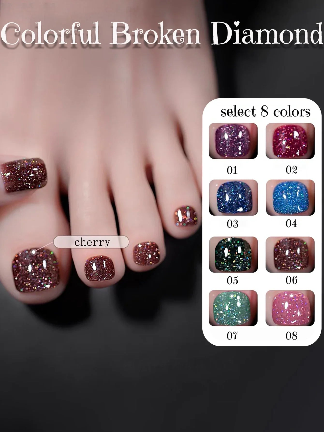 SHAKA 1-8pcs Popular Versatile Whitening Pink Green Blue Bling Gel Super Glitter Water Light Broken Diamond Gel Nail Polish Tri Light Beauty