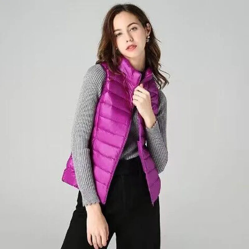 2026 White Duck Down Jacket Women Vest Autumn Winter Sleeveless Waistcoat Warm Lightweight Puffer Jacket Female Tops Outwear LadyShow.Store