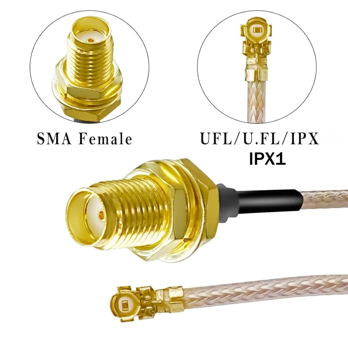 N Type Female SMA Jack Male Coaxial Cable U.FL UFL MHF1 RG178 Coax Cable for T mobile router antenna Mini PCIE Cards WiFi WLAN Pi-Mart