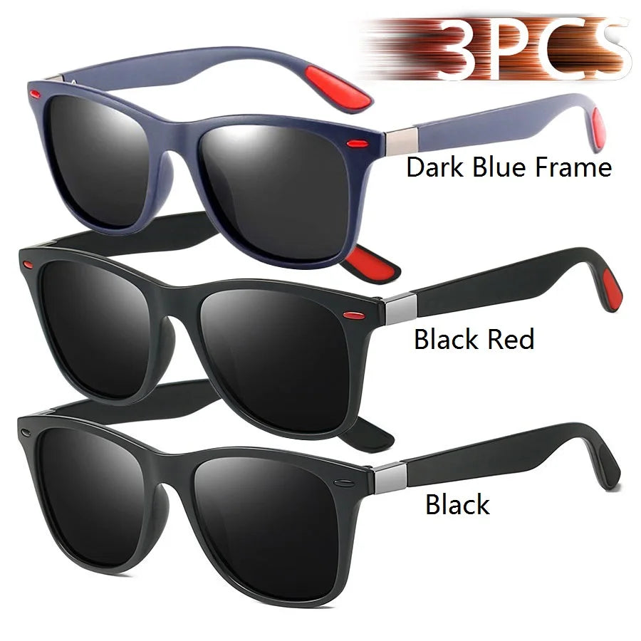 1-2-3PCS Fashion Vintage Square Unisex Driving Fishing Sunglasses Men Women Luxury Brand Designer Sun Glasses Anti-Glare Eyewear Pi-Mart