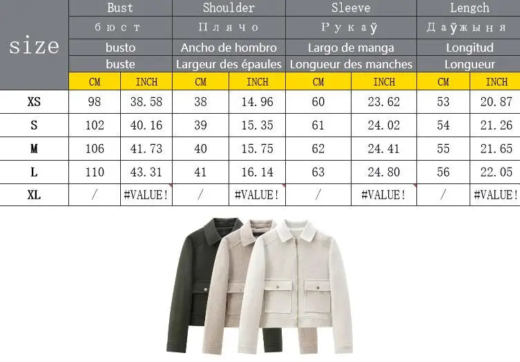 Women's Zipper Jacket Coat New Winter Long Sleeve Pocket Outerwear Coat Short Street Elegant Women's Jacket Pi-Mart