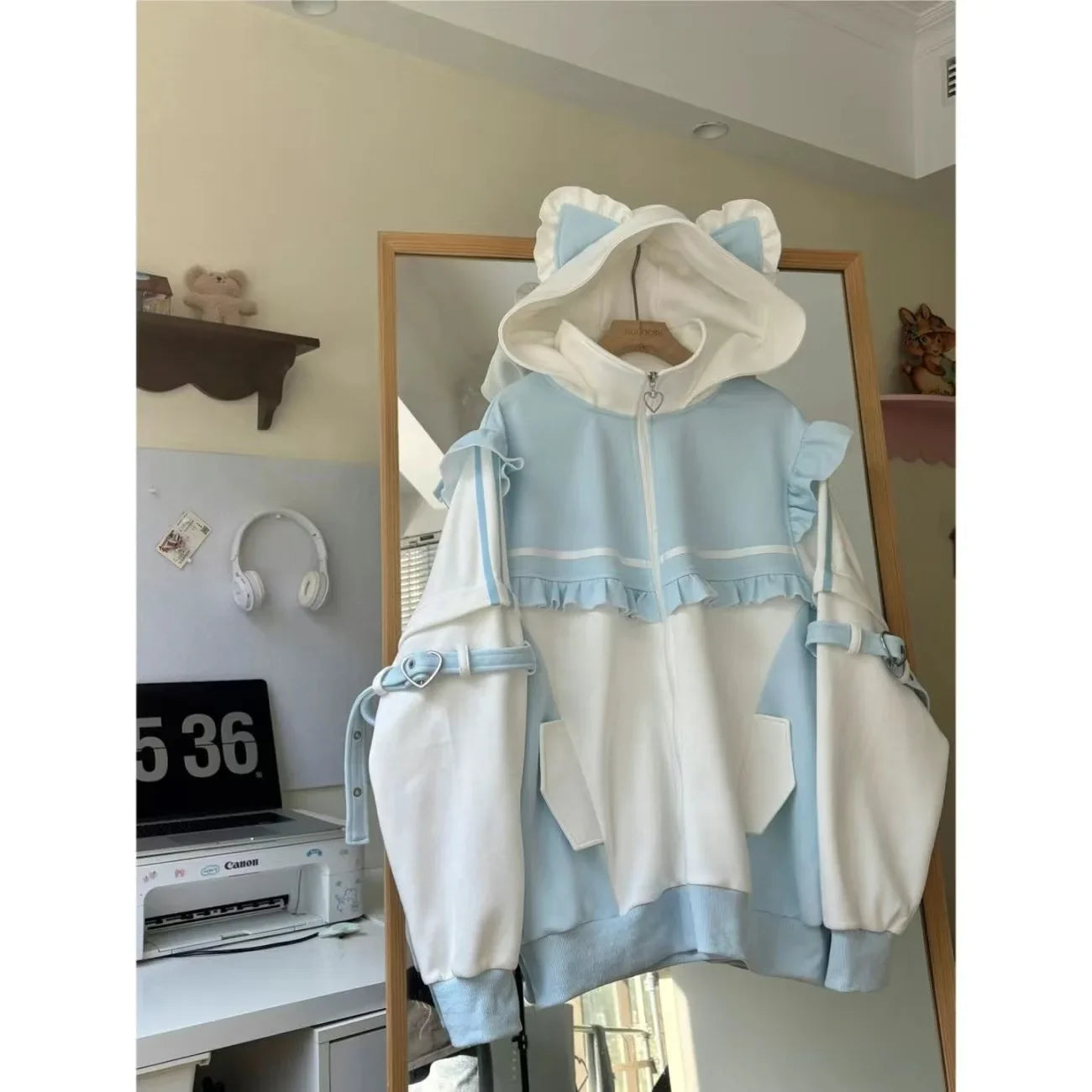 Japanese Sweet Coats Y2K Clothing Hoodie Women Tops Autumn and Winter Color Match Splicing with Thick Velvet Cardigan Jackets LadyShow.Store