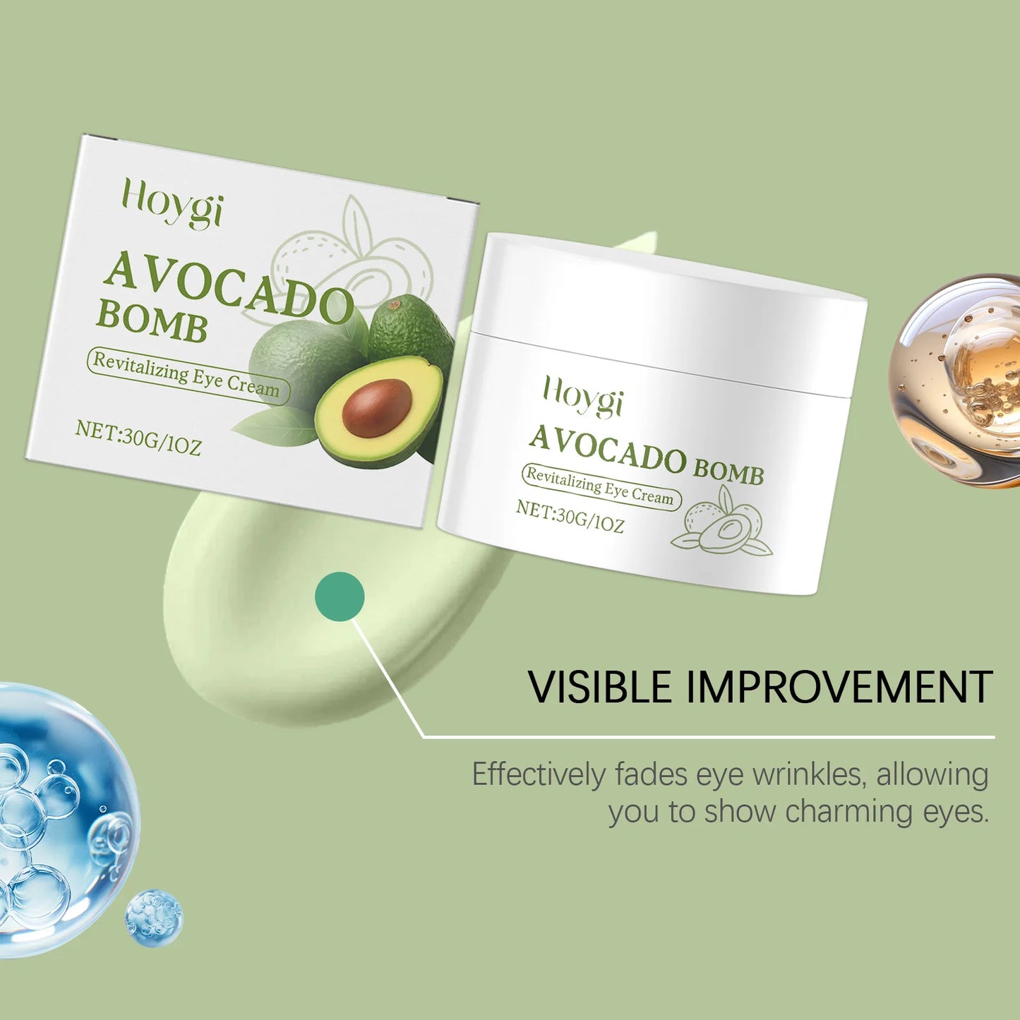 Avocado Eye Cream Fades Fine Lines & Wrinkles Firming Smoothing Eye Area Anti Puffiness Dark Circle Corrector for Youthful Eyes Pi-Mart