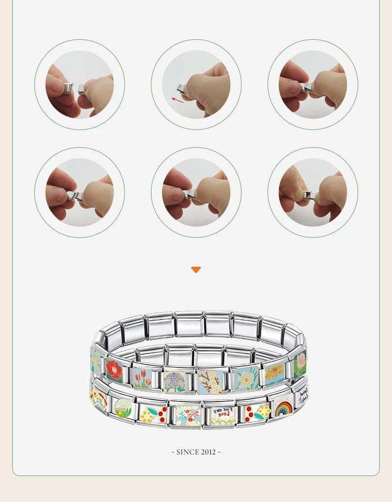 Hapiship 9mm Width Original Daisy Unicorn Angel Cup Santa Claus Italian Charm Fit Bracelet Stainless Steel Jewelry Making DJ050 Pi-Mart