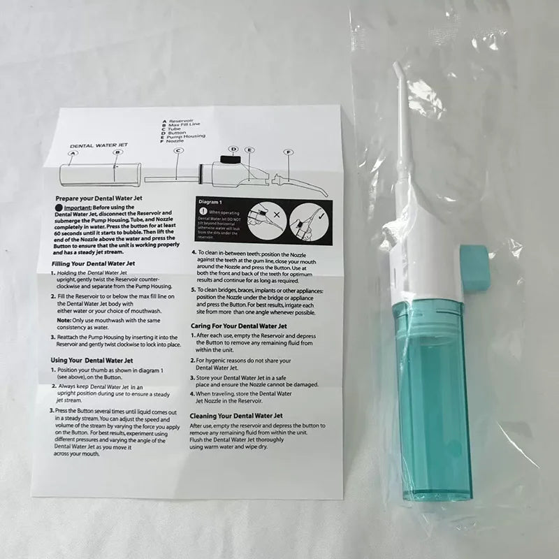 Portable High Pressure Oral Irrigator Household Dental Floss Manual Water Toothpick for Teeth Cleaning Tri Light Beauty