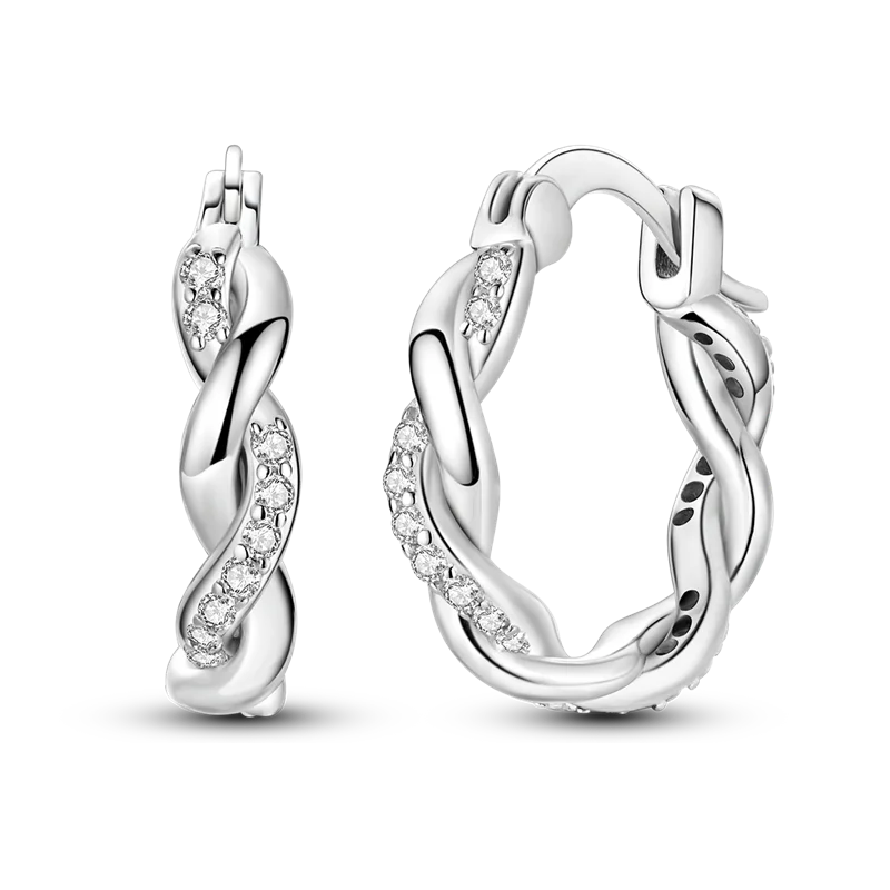 Genuine 925 Sterling Silver Love Feather Earrings Fit Original Charms Hoop For Women Girls Stud Earring Fine Jewelry Gifts Pi-Mart