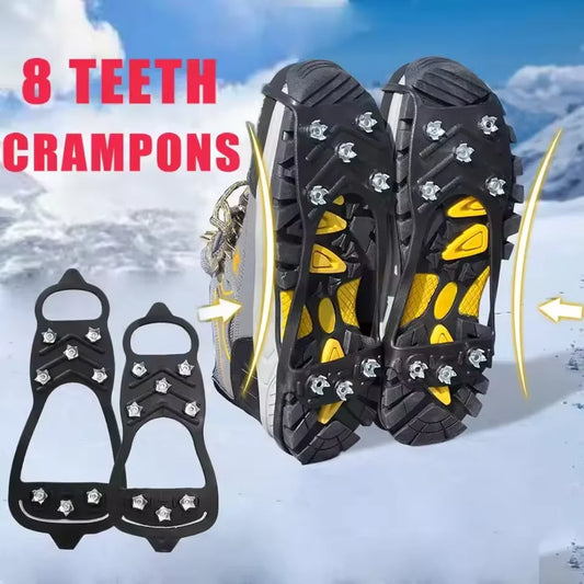 8 Teeth Ice Gripper Spike Shoes Winter Outdoor Anti-Slip Hiking Mountain Climbing Ice Snow Crampons Anti-slip Shoe Covers 2026 LadyShow.Store