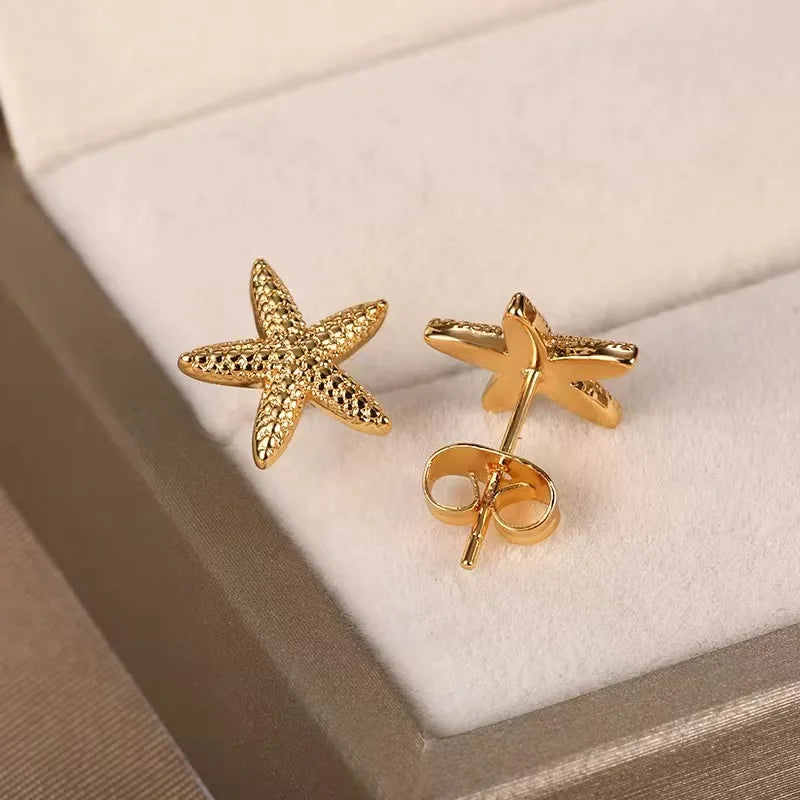 Vintage Star Shaped Earrings, Simple Star Shell Earrings, Ocean Party Jewelry Gift, New 2024 Collection Pi-Mart