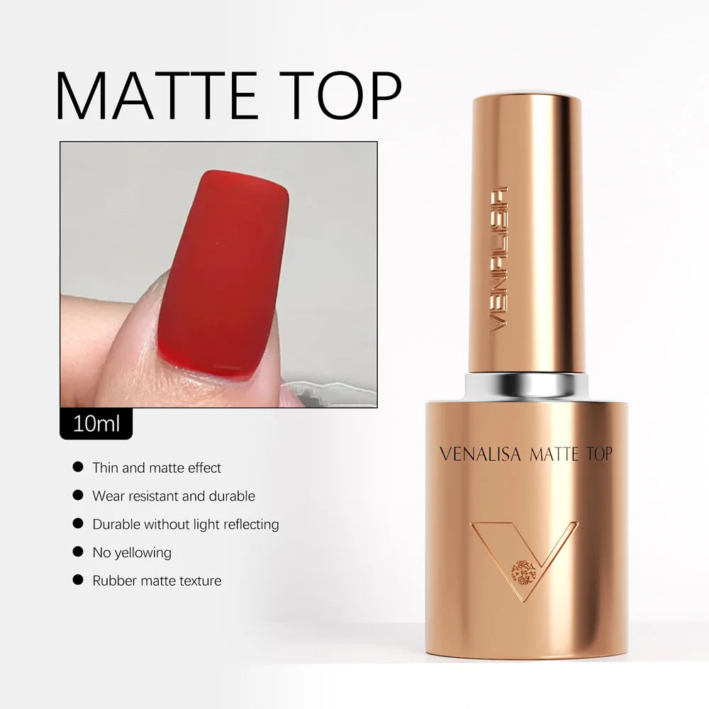 1/2/3pcs Kit Venalisa 10ml Nail Gel Polish HEMA/TPO Free Base Ultra Glossy Diamond Tempered Long Wear Top Coat Matt Gel Varnish Tri Light Beauty