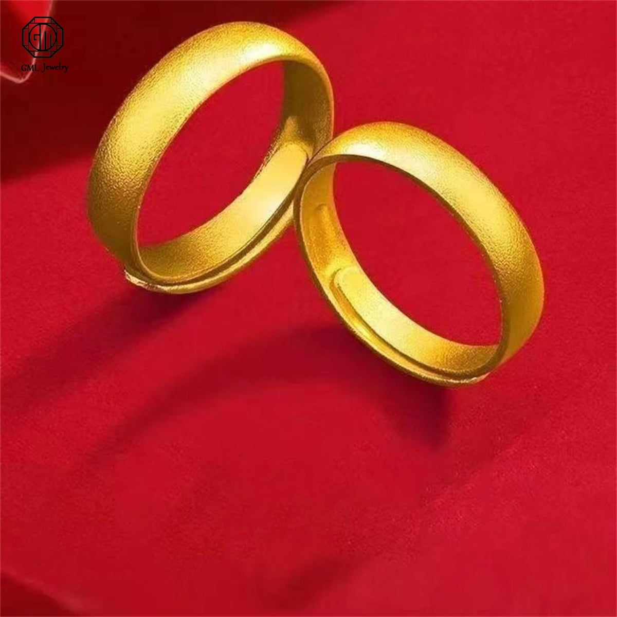 Sand Gold Adjustable Ring Matte Wide Band Openable Fade Resistant Unisex Couple Jewelry Solid Minimalist Gift Pi-Mart