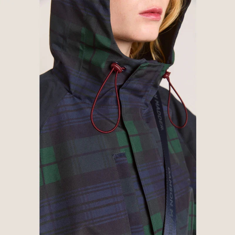 Vintage Plaid Women's Jacket Oversize Loose Stand Collar Coat Long Sleeve Hoodie Lace Up Outwears 2025 New Fall Lady Streetwears LadyShow.Store