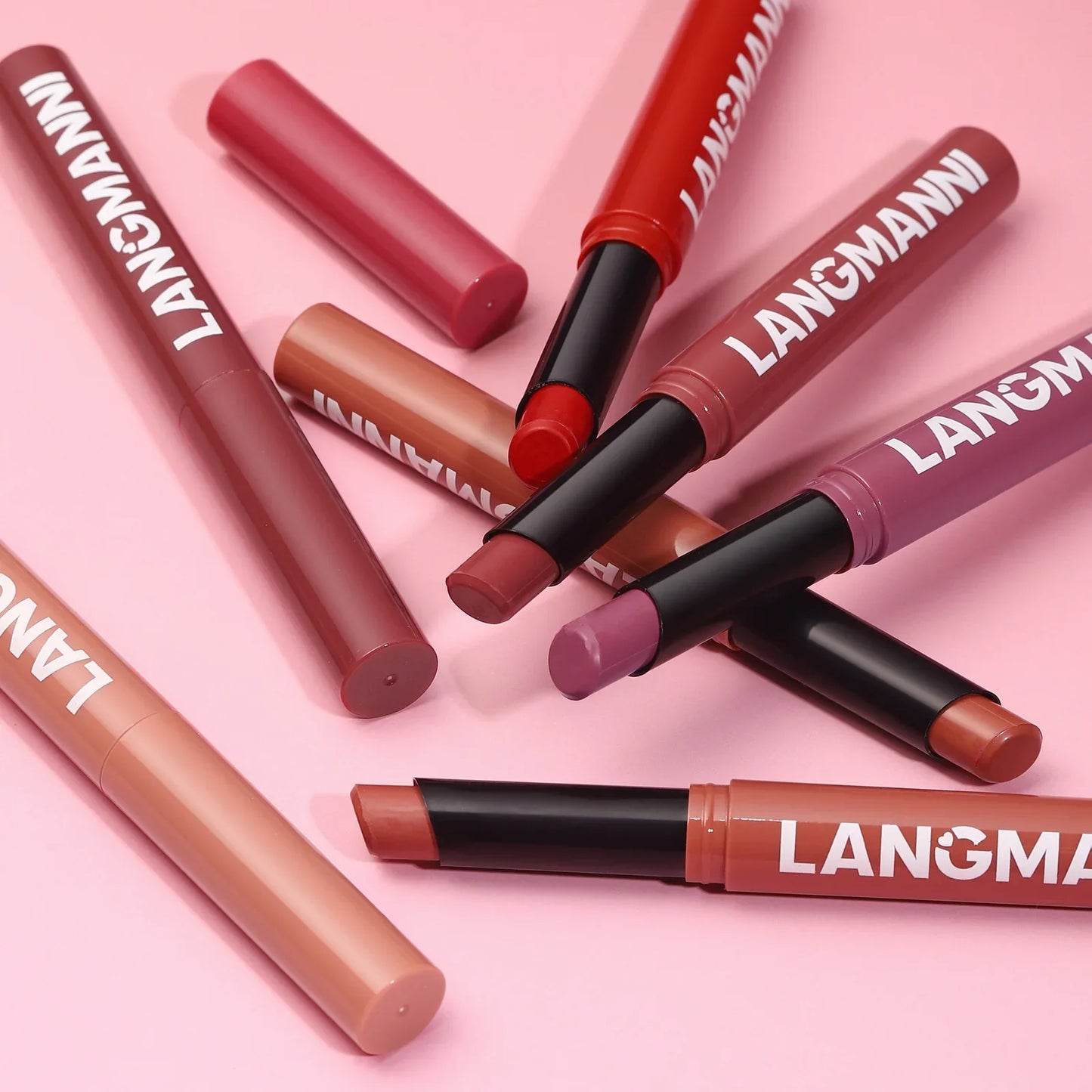 2Pcs/set Matte Soft Mist Slanted Mouth Lipstick + Lip Liner Set Combo Light Matte and Non-Drying Waterproof Non-Stick Lip Set LadyShow.Store