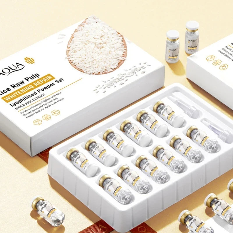 Bioaoua Rice Puree Freeze-Dried Powder, Penetrates and Nourishes, Repairs Damaged Skin Texture, Rebuilds Skin Barrier, Whitens and Brightens Skin Tone, Increases Skin Elasticity, a Product Specifically for Beauty Salons, Can Also Be Used at Home for Be... Tri Light Beauty