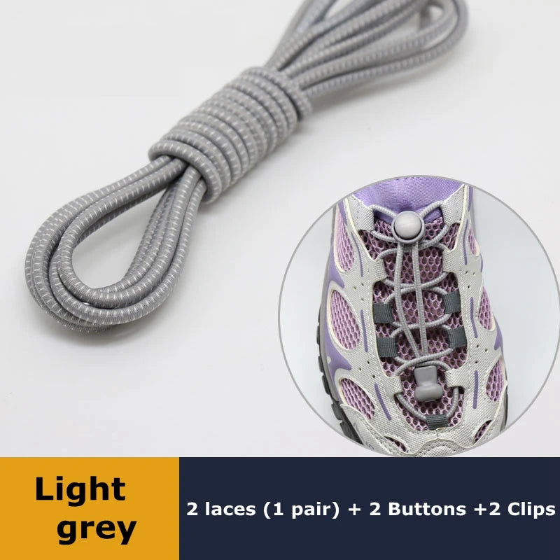 1Pair Shoelaces for Sneaker Elastic No Tie Shoe Laces Stretching Lock Lazy Laces Quick Rubber Shoelace Round Shoestrings Pi-Mart