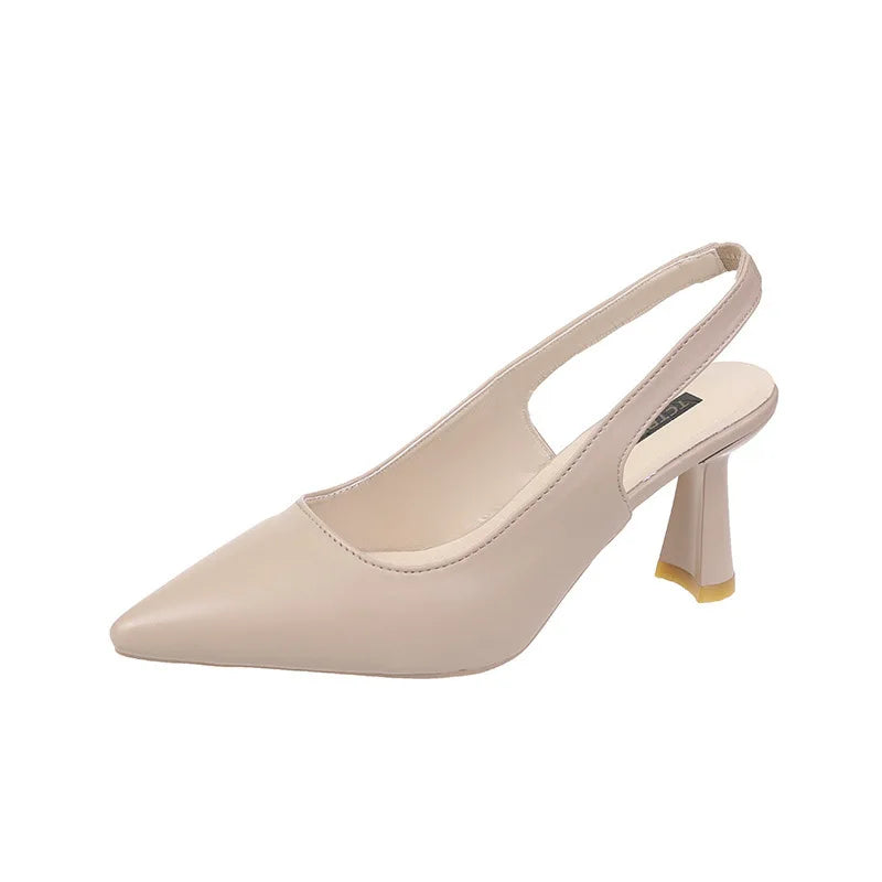 Summer Fashion New Breathable Pointed Toe Stiletto Heel PU Comfortable and Elegant Women's Shoes Shallow Mouth Sexy Sandals Pi-Mart