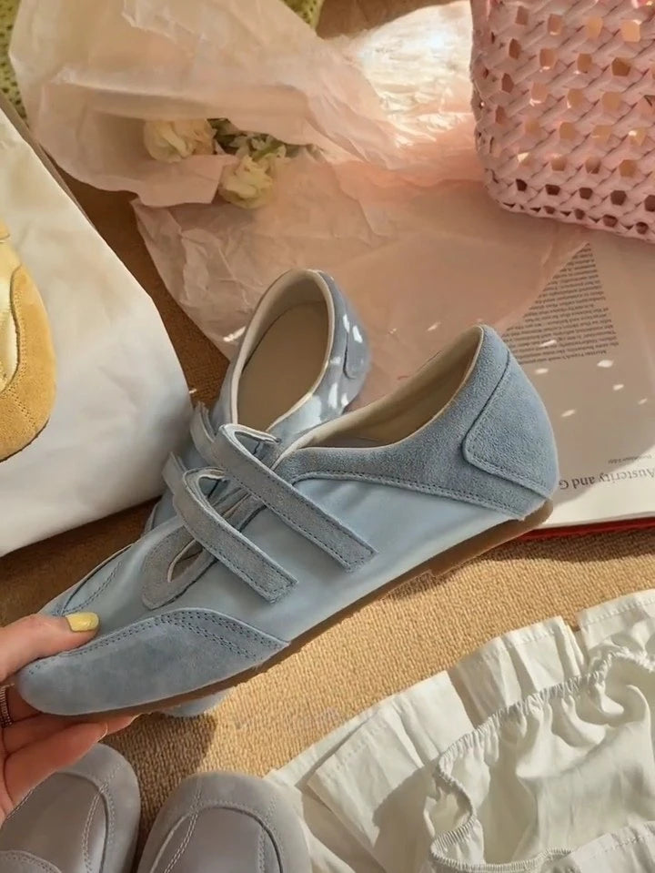 2026 Spring Autumn Women's Mary Janes | French Style Canvas Slip-on Flats | Wide Toe Box Velcro Soft Sole Casual Shoes Pi-Mart