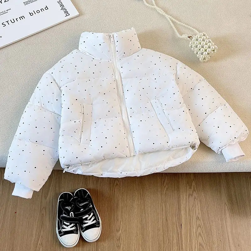 2025 Winter Girls Rhinestone Puffer Jacket Korean Star-Studded Fashion Coat Glitter Zip-Up Quilted Down Jacket LadyShow.Store