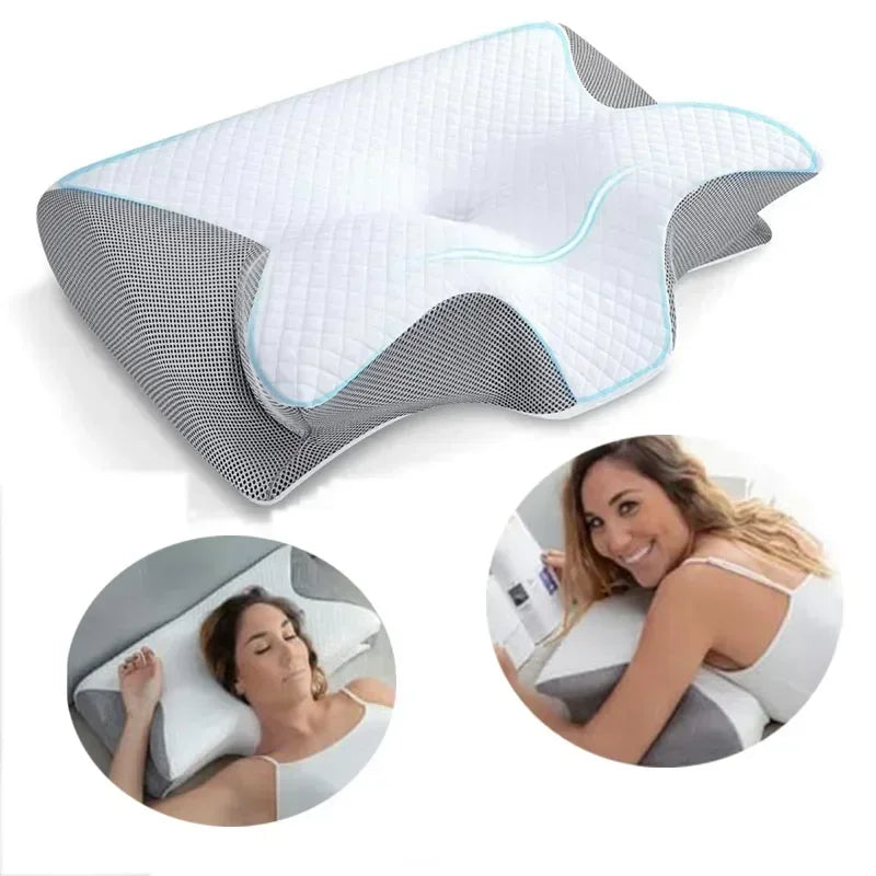 Sleep Memory Pillow Butterfly Memory Foam Neck Pillows Contoured Sleep For Neck Pain Relief Stomach Support Comfortable Pillow Pi-Mart