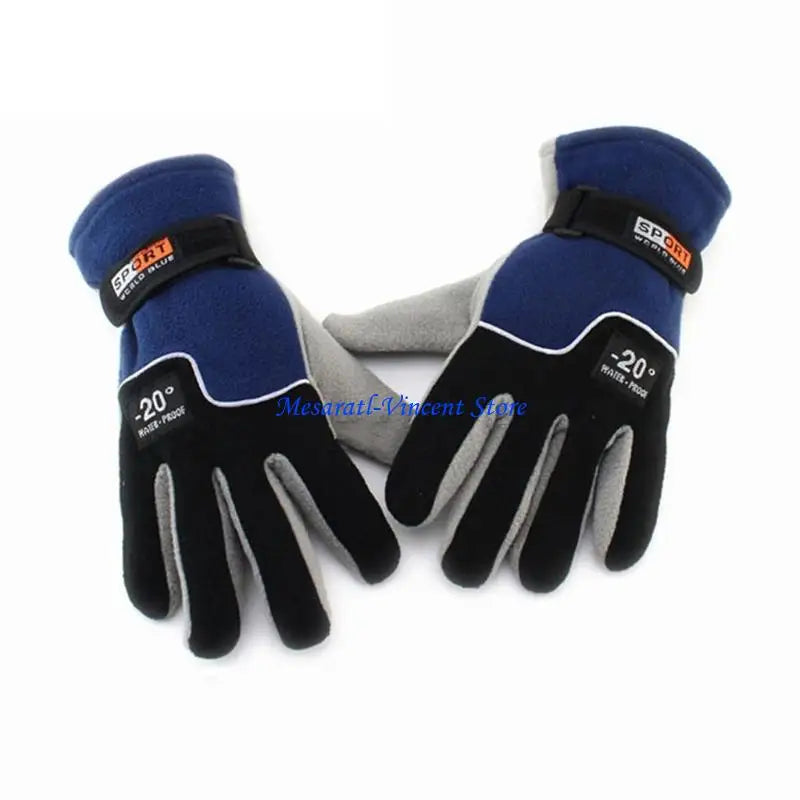 A70F Winter Warm Thermal Motorcycle Gloves Fleece Mittens For Women Men Snow Sports Hiking Back Windproof Lightweight Pi-Mart