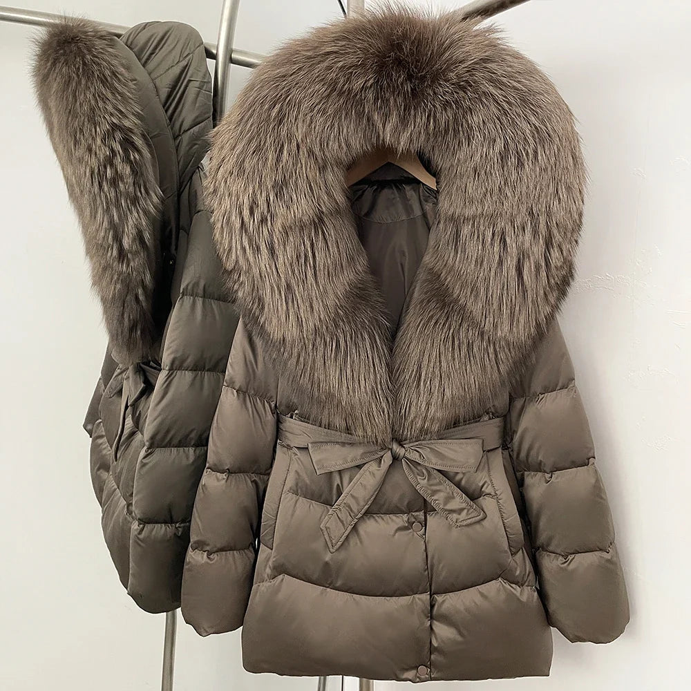 Natural Fur Collar Down Jacket Women Winter 2026 High Quality Duck Down Puffer Parka Windproof Warm Down Coat Outerwear New LadyShow.Store