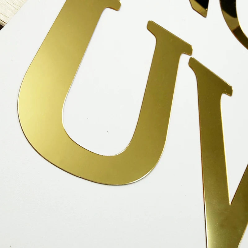 10CM 15CM 20CM English Letters Wall Sticker Acrylic Gold Wall Sticker Decals Self-Adhesive Home Party Decor Factory Customized Pi-Mart