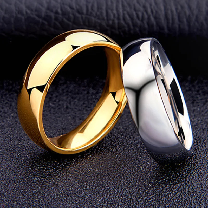 Simple 6mm Titanium Ring Women Men Prevent Allergy High Polished Wedding Rings Stainless Steel Couple Finger Jewelry Gifts Pi-Mart