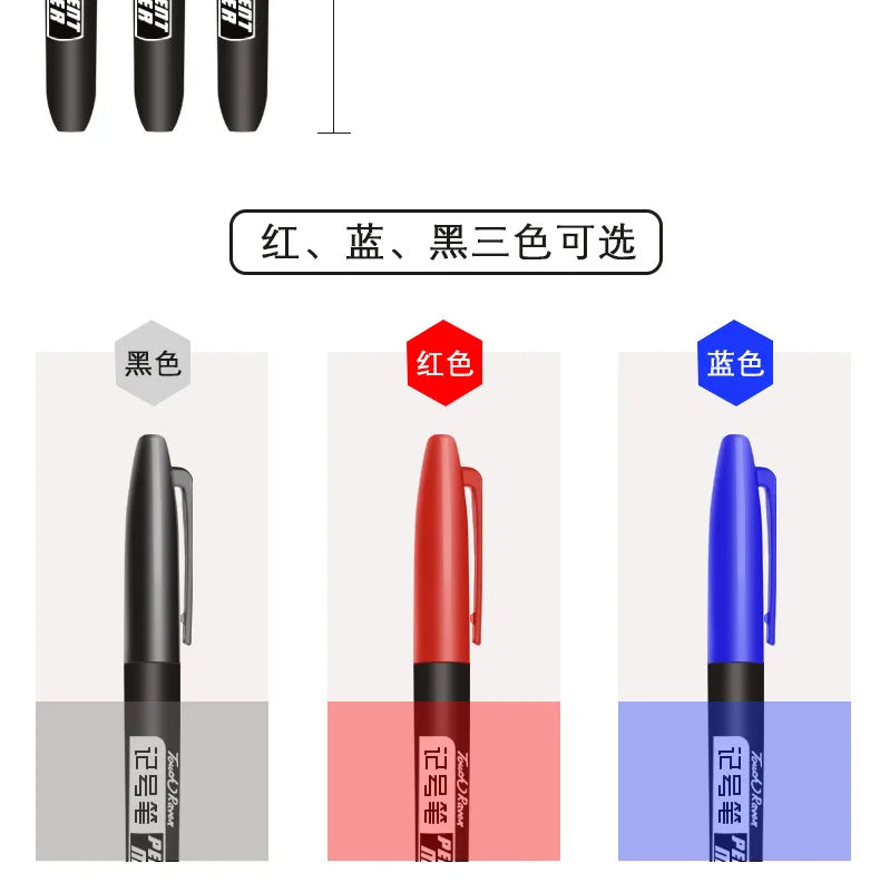 6 PCS Permanent Marker Pen Manga Drawing Markers Black Blue Red Waterproof Ink Sketch Pens Stationery Art School Supplies Pi-Mart