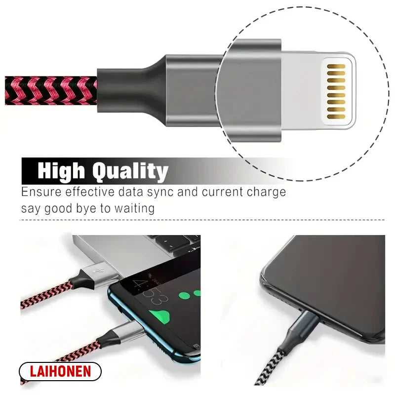 1M 2M 3M USB A To Lightning MFi Certified  Cable For iPhone 14 13 12 11 X XR Pro Max Fast Charging Cable Charger Data Wire Cord Pi-Mart