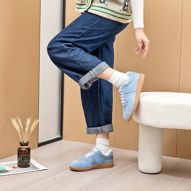 AIYUQI Women's Sneakers 2026 New Genuine Leather Ladies Moral Training Shoes Casual Spring Flat Shoes Women Pi-Mart