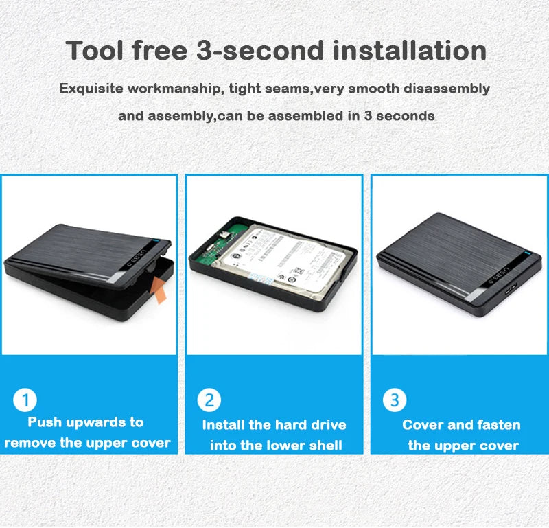 2.5-inch SSD Solid State Mechanical Serial Port SATA Toolless Micro Interface USB 3.1 External Mobile Hard Disk Case Pi-Mart