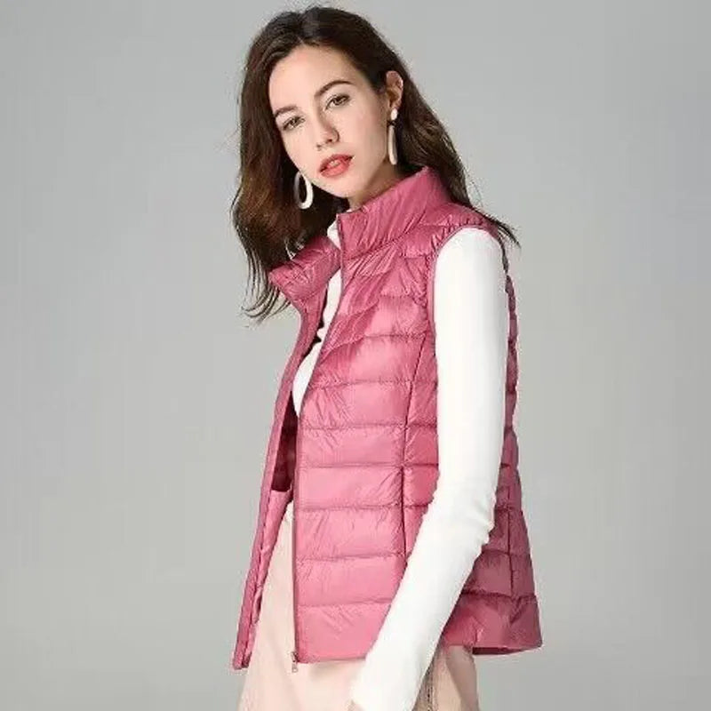 2026 White Duck Down Jacket Women Vest Autumn Winter Sleeveless Waistcoat Warm Lightweight Puffer Jacket Female Tops Outwear LadyShow.Store