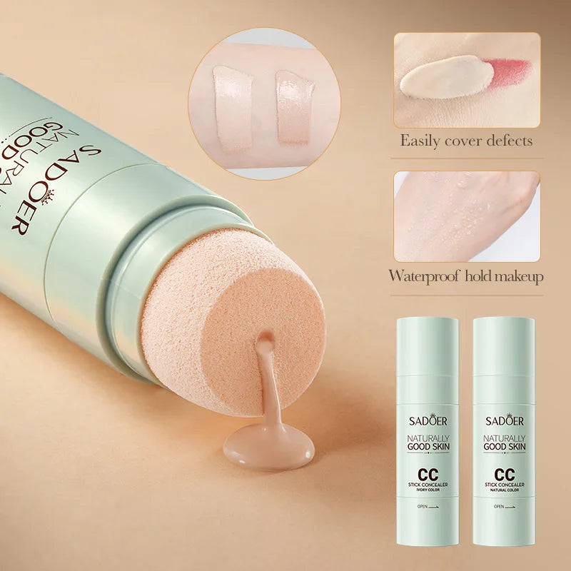 SADOER Concealer CC Stick Concealer Not Take Off Makeup Waterproof Consolidation Moisturizing Makeup Concealer Tri Light Beauty