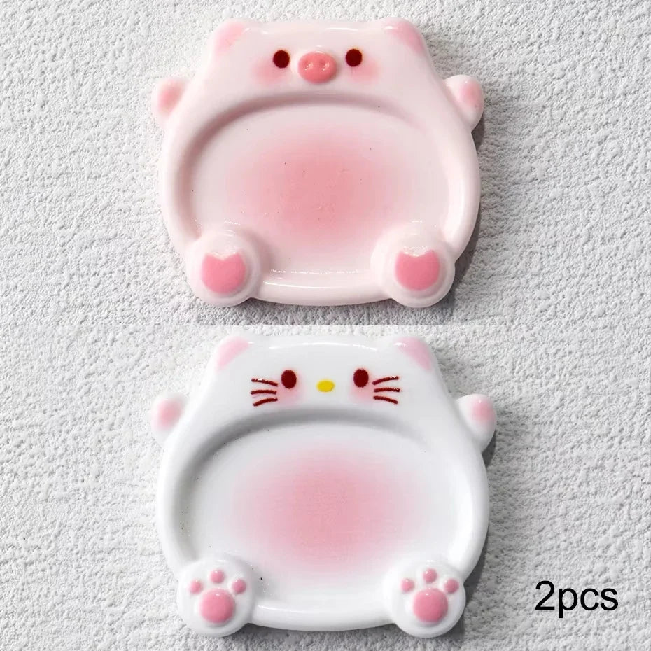 2pcs Cartoon Pig Color Palette Nail Art Mixing Color Drawing Pallet Gel Polish Nail Painting Board Color Palette Manicure Tools Tri Light Beauty