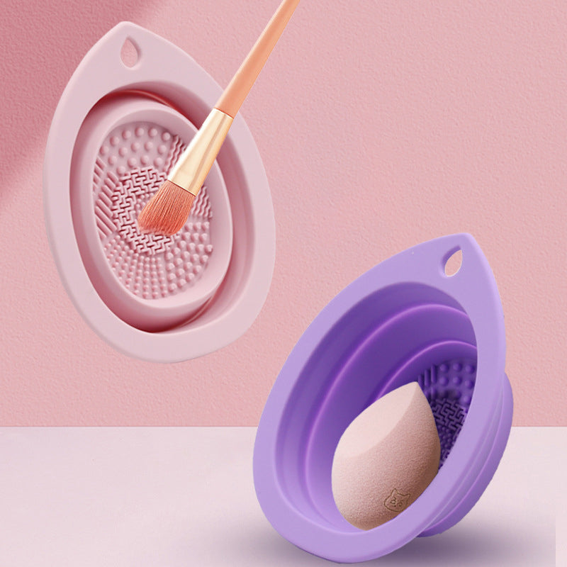 Silicone Makeup Brush Cleaner Folding Powder Puff Cleaning Bowl Eyeshadow Brushes Washing Soft Mat Beauty Tools Scrubber Box Pi-Mart