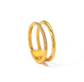 Stainless Steel Ring for Women Inlaid Zircon Rings Waterproof Romantic Fashion Jewelry Pi-Mart
