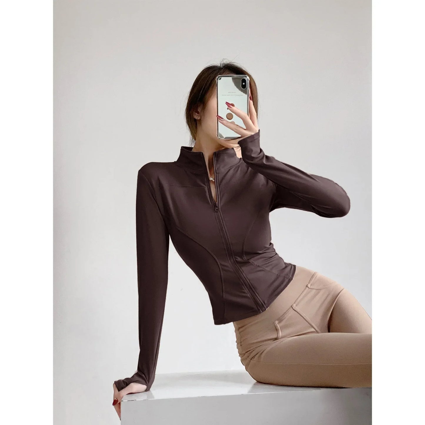 Sun Quick Drying Sports Coat Women's Tight Top Yoga Jacket Long Sleeve Zipper Jacket Running Fitness Women's Jacket S-3XL LadyShow.Store