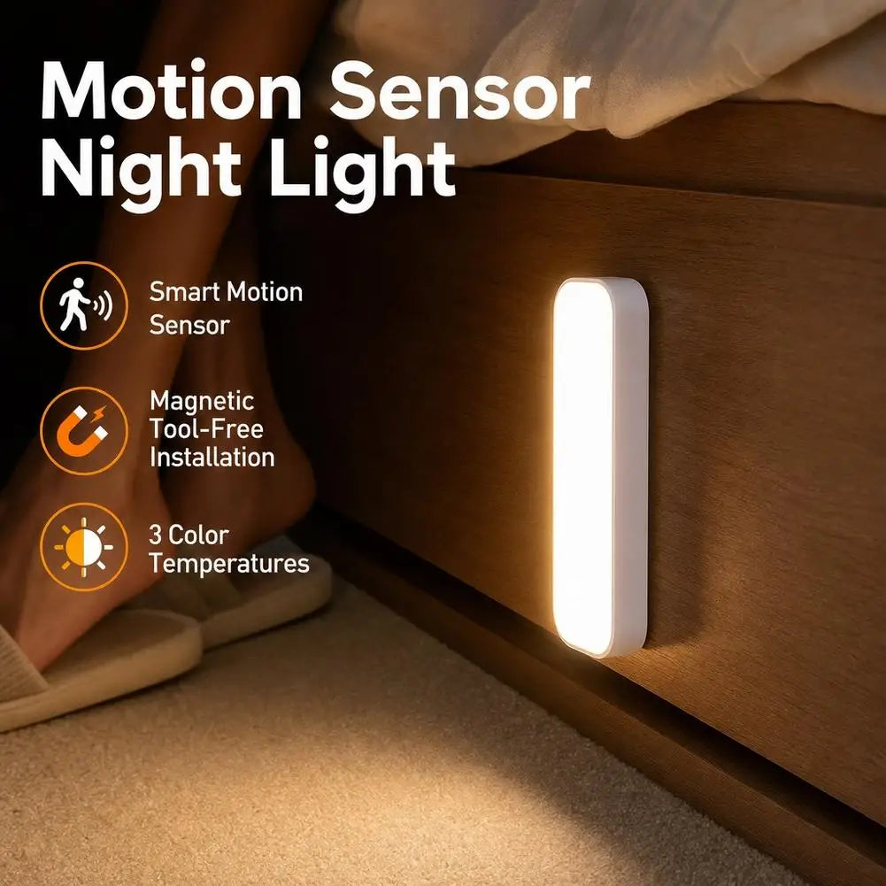 LED Motion Sensor Night Light USB Rechargeable Magnetic Under Cabinet Lighting Wireless Closet Lamp For Kitchen Wardrobe Pi-Mart