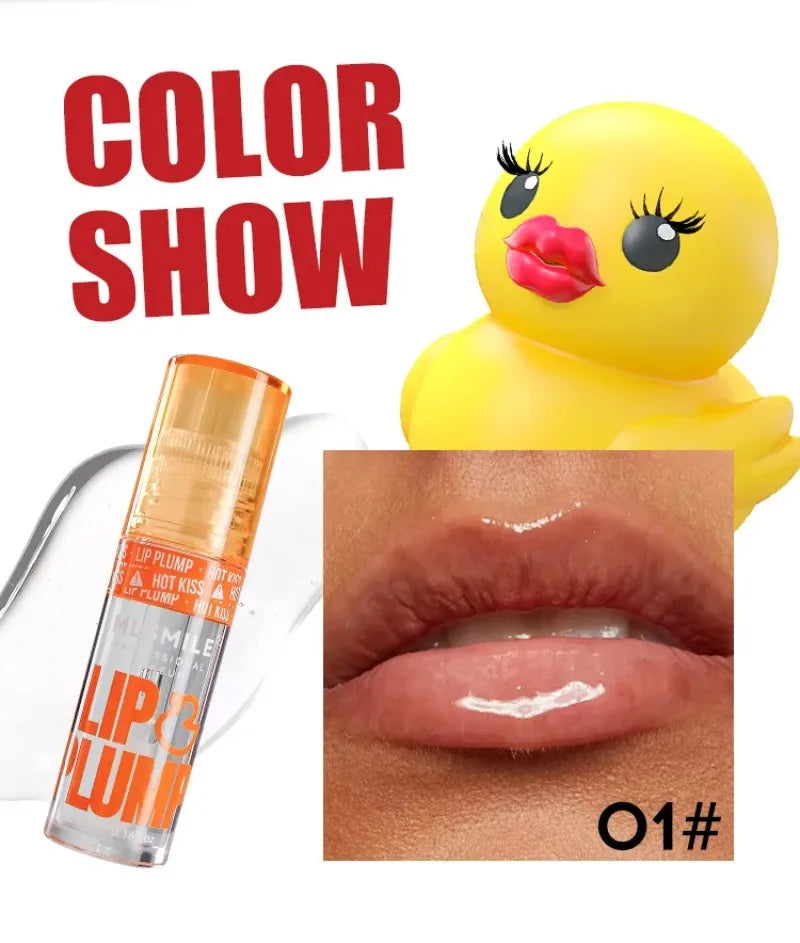 MLSMILE Duck Lip Plump Lip Oil Moisturizing Lip Gloss Mirror Water nature long-lasting  Gloss Gloss Pearl Lip Glaze Set Tri Light Beauty